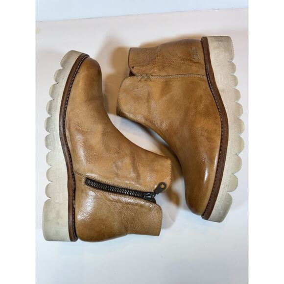 Size 11 Bed Stu Lydyi Leather Ankle Boots Zipper Platform Light Tan Brown - Picture 6 of 13
